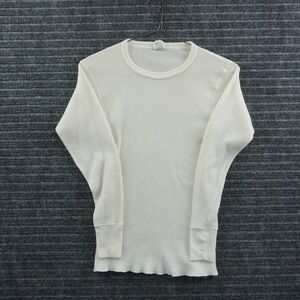 J.E. Morgan Thermal Shirt Mens L Cream Vintage 60s Waffle Knit Made in USA